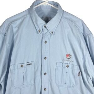 Tyndale FRMC Flame Resistant Work Shirt Mens XL‎ Long Light Blue CAT 2 Arc 9.1